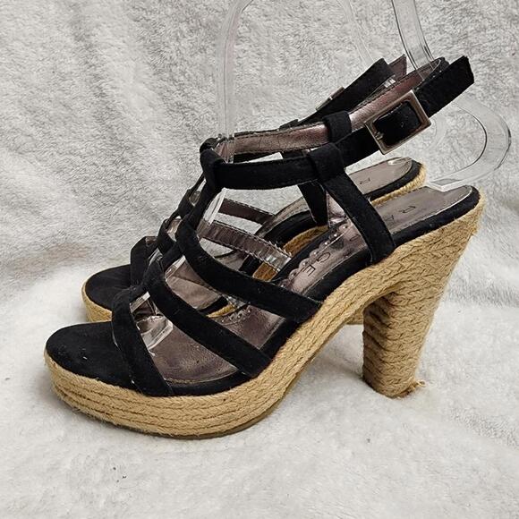 Black Strappy Espadrille Heels, Women\'s 6.5